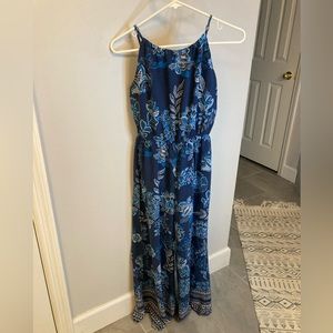 Altar’d State Blue Floral Boho Sleeveless Jumpsuit Sz small